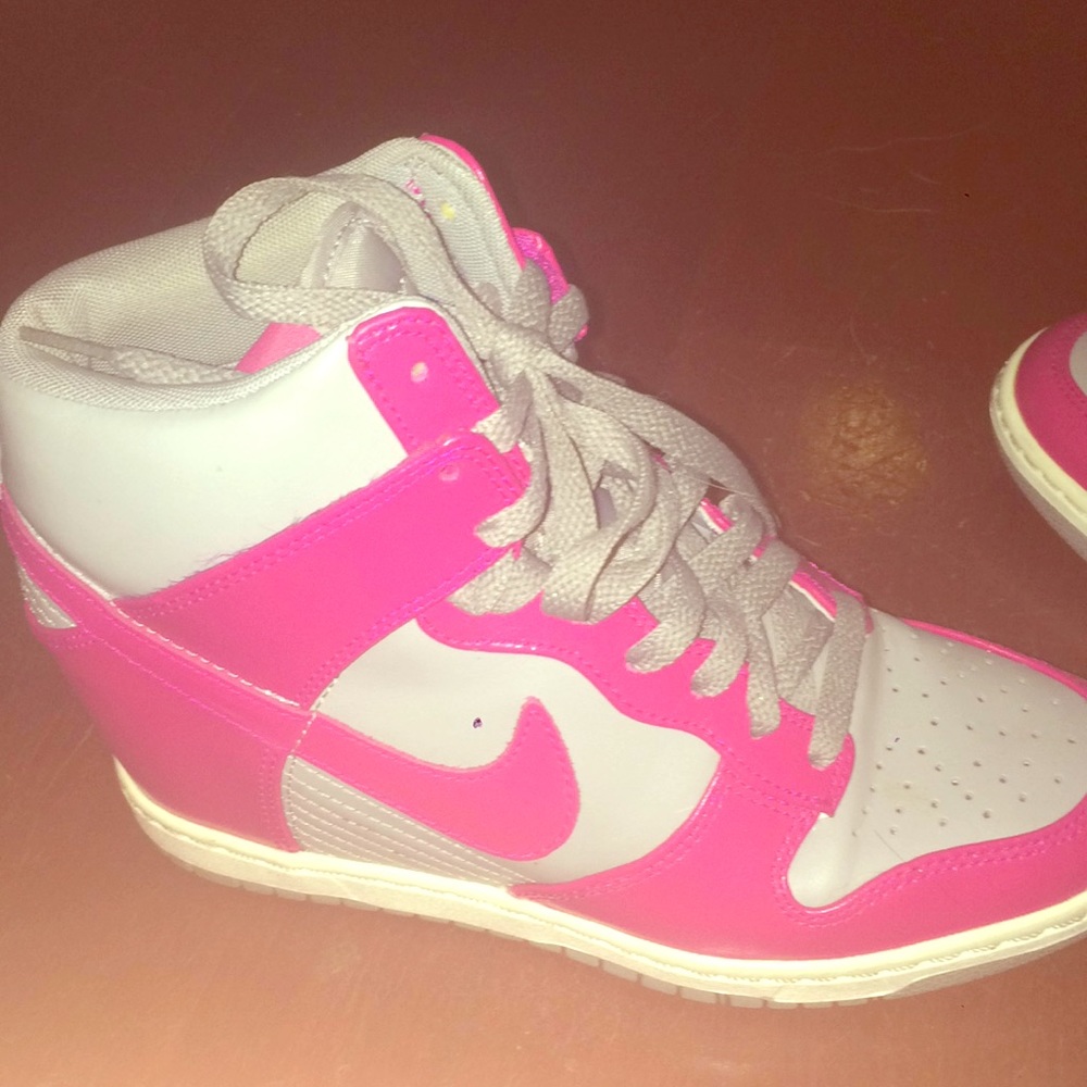 Nike Pink and Grey platform sneakers Size 7.5